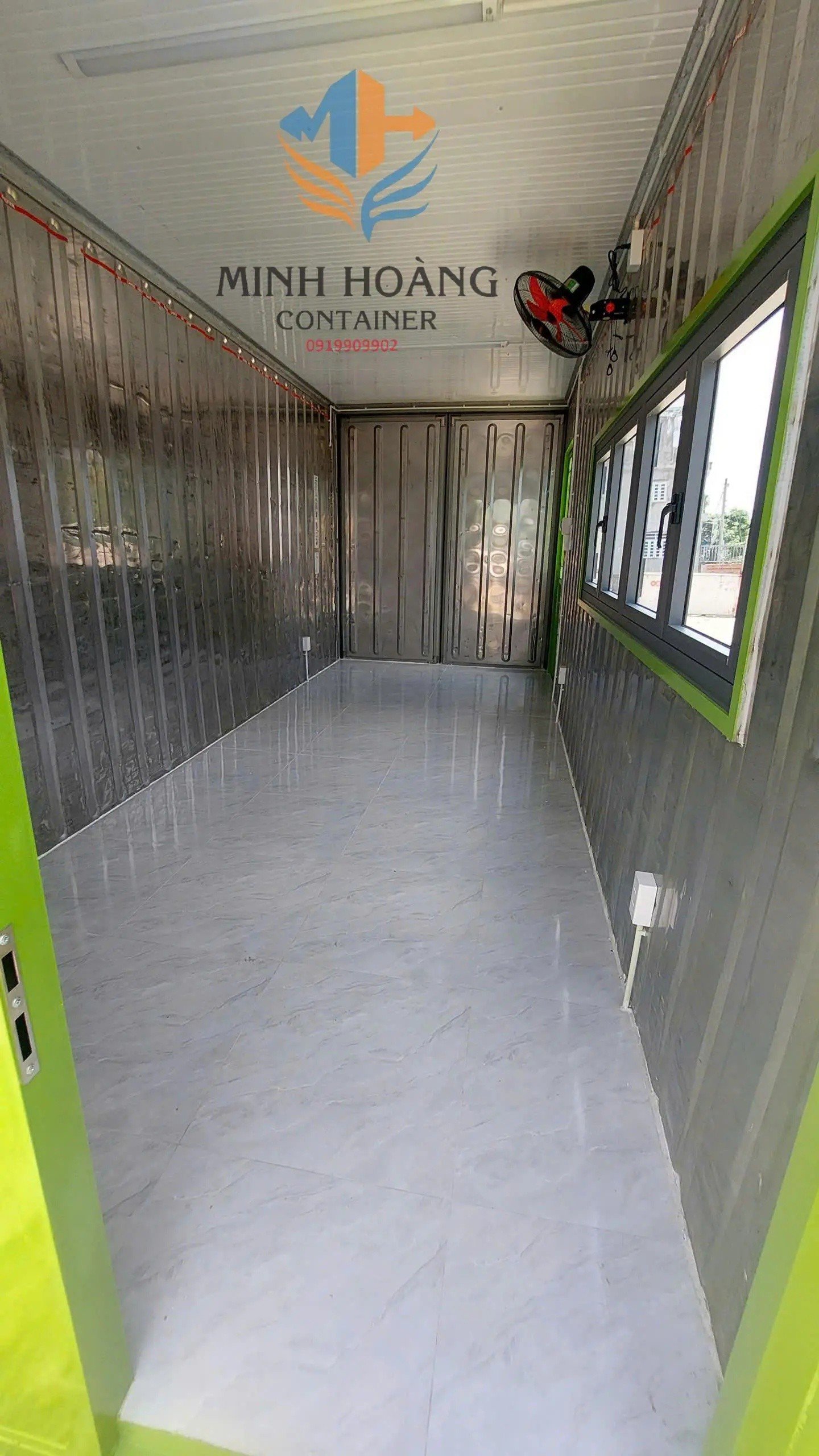 Container Văn Phòng 20 Feet Xanh Lá 2 Cửa Đi Hiện Đại